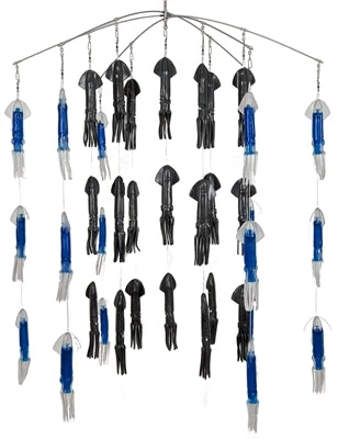 SquidNation Lures Squid Nation 9 Inch 6 Arm Stainless Steel Rubber Squid Dredges