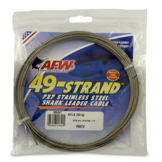 American Fishing Wire AFW 49 Strand Stainless Steel Cable Leader Material - 30 Ft. Coils Terminal Tackle